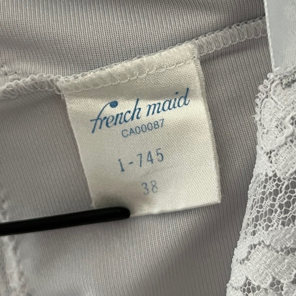 VINTAGE FRENCH MAID Light Grey Full Slip Adjustable Straps Lace Trim Feminine - Picture 16 of 16